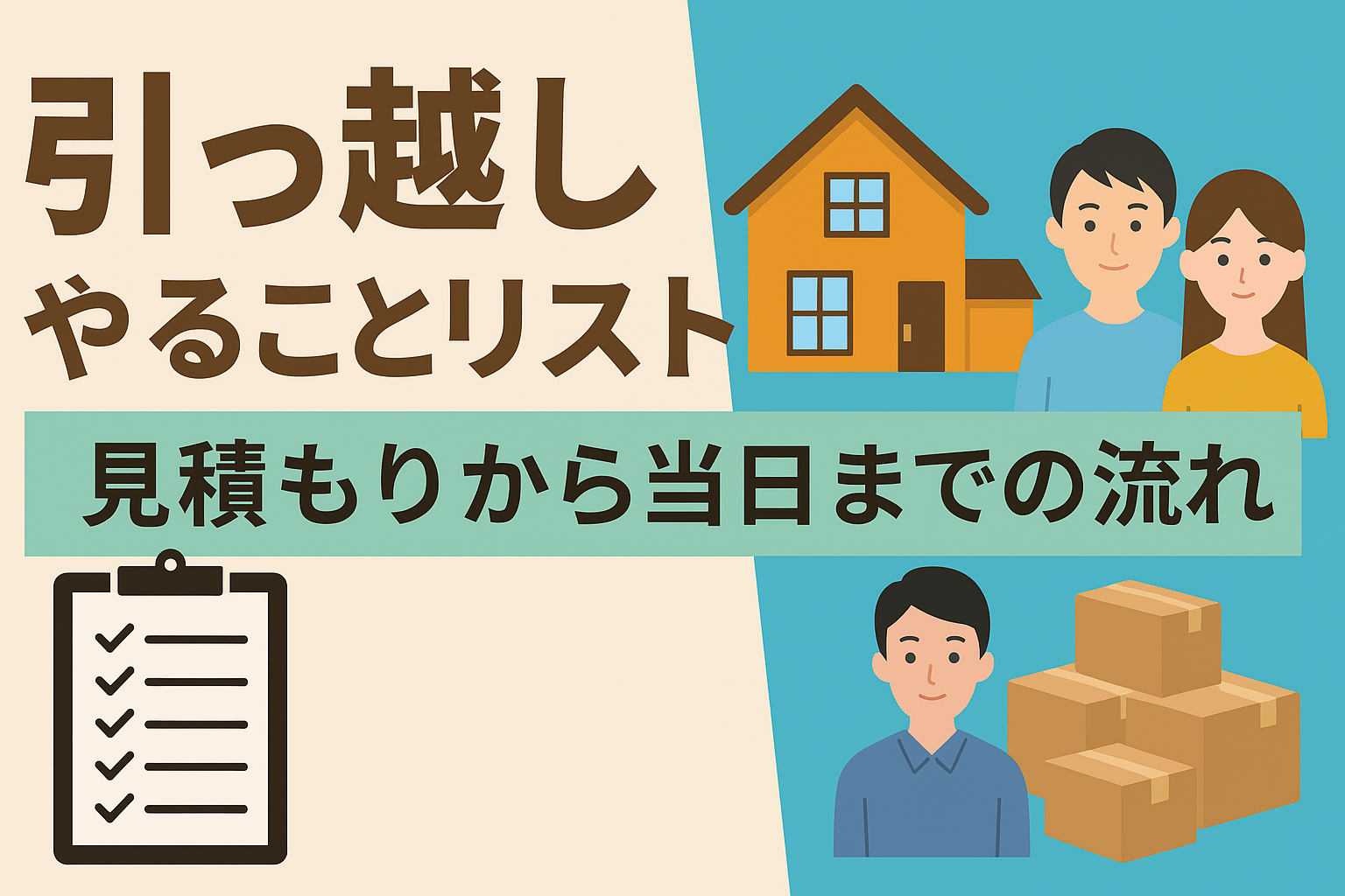 引っ越し前にやることリストを確認しているチェックリストのイラスト
